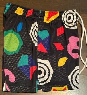 Ryoko Rain 80's Retro Geometric Mesh Shorts - Size Medium
